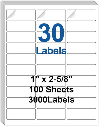 30 Up Labels 1" x 2-5/8" Shipping Address Labels for Laser/Inkjet Printers, 500 Sheets 15000 Pcs Self Adhesive 30 pet Sheet Return Address Mailing Label Stickers in Saudi Arabia