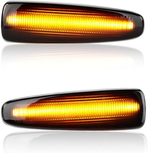 1 زوج الجبهة LED أضواء العلامات الجانبية لميتسوبيشي أوتلاندر/لانسر 2008-2013 بدوره أضواء الإشارة الحاجز مصابيح Sidemarker | عدسة سوداء ضوء LED أصفر كهرماني | يستبدل # 8351A001 in Kuwait