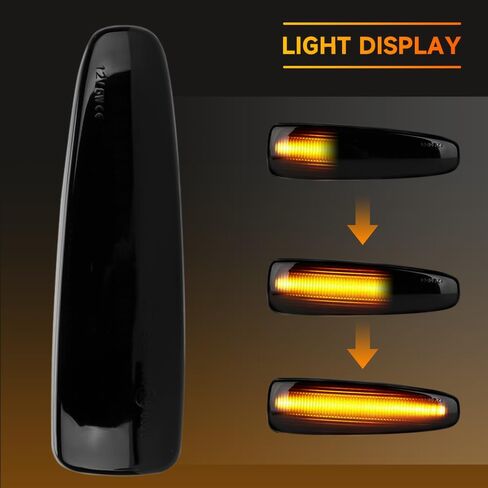 1 زوج الجبهة LED أضواء العلامات الجانبية لميتسوبيشي أوتلاندر/لانسر 2008-2013 بدوره أضواء الإشارة الحاجز مصابيح Sidemarker | عدسة سوداء ضوء LED أصفر كهرماني | يستبدل # 8351A001 in Kuwait