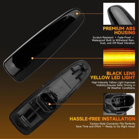 1 زوج الجبهة LED أضواء العلامات الجانبية لميتسوبيشي أوتلاندر/لانسر 2008-2013 بدوره أضواء الإشارة الحاجز مصابيح Sidemarker | عدسة سوداء ضوء LED أصفر كهرماني | يستبدل # 8351A001 in Kuwait