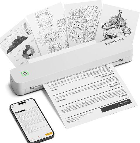 C80 Portable Printers Wireless for Travel, Inkless Thermal Bluetooth Mobile Printer, Compatible with iPhone & Laptop, Supports 8.5" x 11" US Letter A4, for Home Office, Car, Tattoo Stencil in Saudi Arabia
