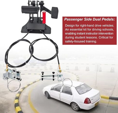 ACAR-B2 Right Hand Drive Conversion Kit - Passenger Side Dual Gas and Brake Pedals for Driving School/Instructor Car, Universal Fit for RHD Vehicles, Easy Installation in Saudi Arabia