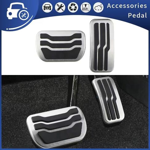 2Pcs Accelerator Pedal and Brake Pedal Cover Set Car Pedal Pad Vehicle Pedal Cover for Ford Escape 2001-2022 Metal Rubber Silver Tone Black in Saudi Arabia