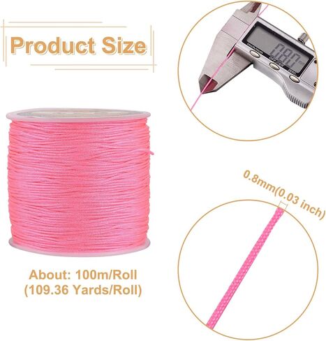 100yards/roll 0.8mm Braided Nylon Threads Chinese Knotting Cord Jewelry Beading Cords String for DIY Craft Kumihimo Macrame Bracelets Making Supplies in Saudi Arabia