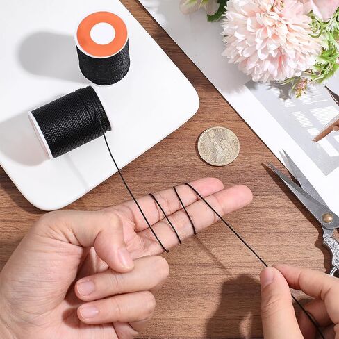 2 Rolls 24 Yards 1MM Black Round Wax Cord Polyester Beading Rope Thread String Sturdy Waxed Taiwan Twist Cords for Jewelry Making Bracelets Necklaces Waist Macrame Vases Decor Supplies in Saudi Arabia