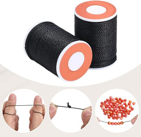 2 Rolls 24 Yards 1MM Black Round Wax Cord Polyester Beading Rope Thread String Sturdy Waxed Taiwan Twist Cords for Jewelry Making Bracelets Necklaces Waist Macrame Vases Decor Supplies in Saudi Arabia