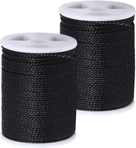 2 Rolls 24 Yards 1MM Black Round Wax Cord Polyester Beading Rope Thread String Sturdy Waxed Taiwan Twist Cords for Jewelry Making Bracelets Necklaces Waist Macrame Vases Decor Supplies in Saudi Arabia