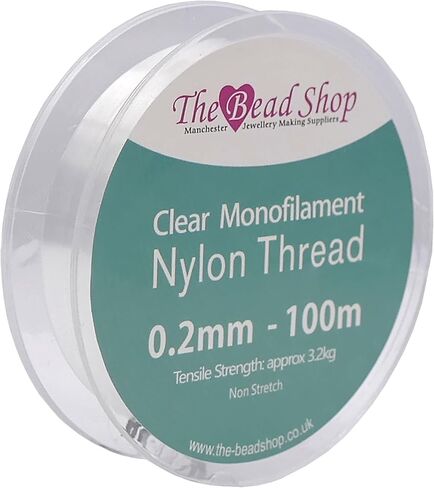 Clear Nylon Thread 0.2mm - Invisible String for Decoration Hanging, Sewing, Beading, Strong Non-Stretch Nylon Wire, 3.2kg Tensile Strength - 100m Spool in Saudi Arabia