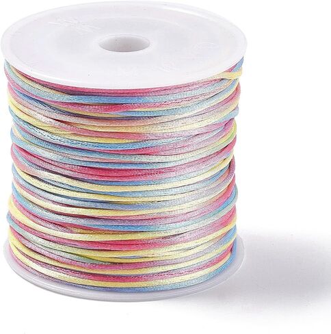 50 Yards 1mm Dyed Segment Nylon Thread Cord Silky Satin Rattail Cord for Jewelry Making, Bracelets, Beading, Necklaces, Macrame, Kumihimo, Rattail, and Chinese Knot Craft Black in Saudi Arabia