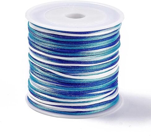 50 Yards 1mm Dyed Segment Nylon Thread Cord Silky Satin Rattail Cord for Jewelry Making, Bracelets, Beading, Necklaces, Macrame, Kumihimo, Rattail, and Chinese Knot Craft Black in Saudi Arabia