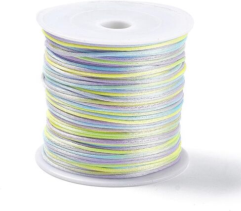50 Yards 1mm Dyed Segment Nylon Thread Cord Silky Satin Rattail Cord for Jewelry Making, Bracelets, Beading, Necklaces, Macrame, Kumihimo, Rattail, and Chinese Knot Craft Black in Saudi Arabia