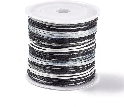 50 Yards 1mm Dyed Segment Nylon Thread Cord Silky Satin Rattail Cord for Jewelry Making, Bracelets, Beading, Necklaces, Macrame, Kumihimo, Rattail, and Chinese Knot Craft Black in Saudi Arabia