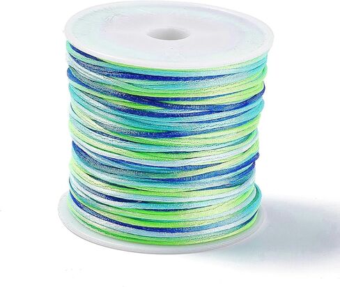 50 Yards 1mm Dyed Segment Nylon Thread Cord Silky Satin Rattail Cord for Jewelry Making, Bracelets, Beading, Necklaces, Macrame, Kumihimo, Rattail, and Chinese Knot Craft Black in Saudi Arabia