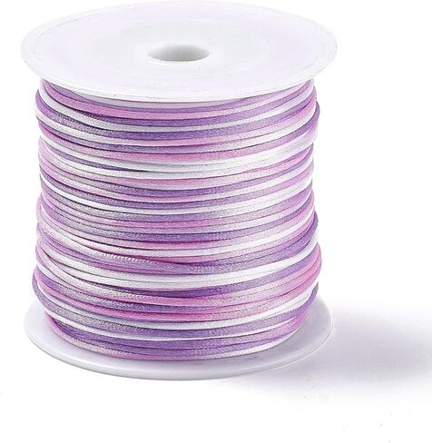 50 Yards 1mm Dyed Segment Nylon Thread Cord Silky Satin Rattail Cord for Jewelry Making, Bracelets, Beading, Necklaces, Macrame, Kumihimo, Rattail, and Chinese Knot Craft Black in Saudi Arabia