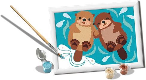 مجموعة Ravensburger CreArt Otter Love للطلاء حسب الأرقام - مجموعة كاملة مع فرش و10 دهانات مائية - مخططات مرمزة بالألوان - للأعمار من 7 سنوات فما فوق in Kuwait