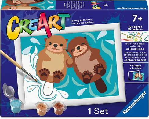 مجموعة Ravensburger CreArt Otter Love للطلاء حسب الأرقام - مجموعة كاملة مع فرش و10 دهانات مائية - مخططات مرمزة بالألوان - للأعمار من 7 سنوات فما فوق in Kuwait