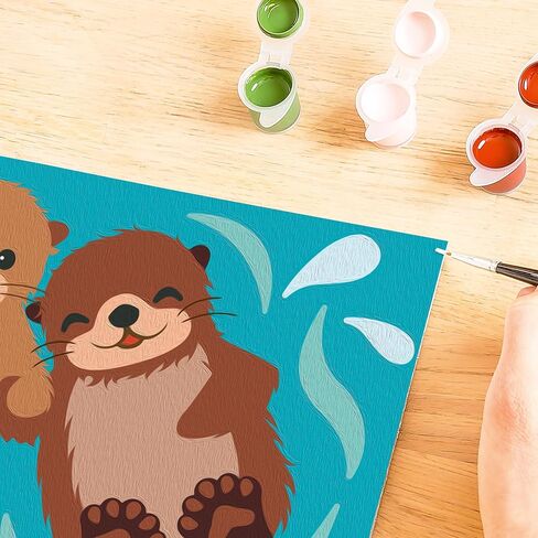 مجموعة Ravensburger CreArt Otter Love للطلاء حسب الأرقام - مجموعة كاملة مع فرش و10 دهانات مائية - مخططات مرمزة بالألوان - للأعمار من 7 سنوات فما فوق in Kuwait
