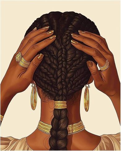 RLTXBUK Paint by Numbers Kit for Adults, Braided Hair Beauty DIY Oil Painting Canvas 16x20 Inch, African Style Portrait Wall Art Home Decor Gift in Saudi Arabia