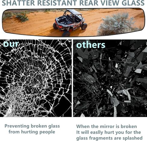UTV Center Rear View Mirror, Aluminium alloy Convex Mirror fits 1.65""-2"" Roll Bar Mount Compatible with Polaris RZR, Can am X3, Honda Pioneer, Kawasaki Mule, Yamaha, black in Saudi Arabia