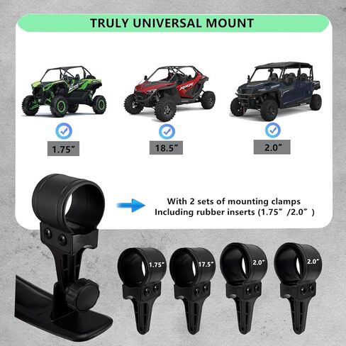 UTV Center Rear View Mirror, Aluminium alloy Convex Mirror fits 1.65""-2"" Roll Bar Mount Compatible with Polaris RZR, Can am X3, Honda Pioneer, Kawasaki Mule, Yamaha, black in Saudi Arabia