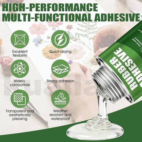 Rubber Cement Glue with Brush, Rubber Cement Bottles Paper Cement High-Toughness Elastic Adhesive for Arts & DIY Crafts Projects Paper Leather Fabric Scrapbooking, 170g Clear in Saudi Arabia