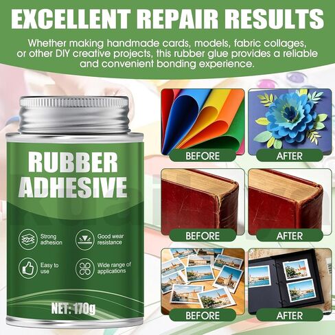 Rubber Cement Glue with Brush, Rubber Cement Bottles Paper Cement High-Toughness Elastic Adhesive for Arts & DIY Crafts Projects Paper Leather Fabric Scrapbooking, 170g Clear in Saudi Arabia