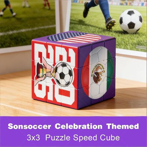 لعبة لغز المكعب السحري لكأس العالم لكرة القدم 3 × 3، مكعب سرعة العلم الوطني مع تصميم الكأس، دعابة الدماغ للأطفال البالغين، هدية تخفيف التوتر in Kuwait