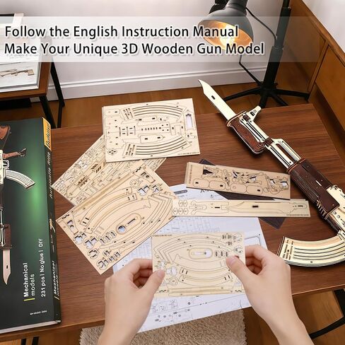 3D Wooden Puzzles for Adults,Wooden Toy for Adults,DIY Rubber Band Gun,Educational Brain Teaser,Best Educational Christmas Birthday Day Gift for Kids(Wooden Gun) in Saudi Arabia
