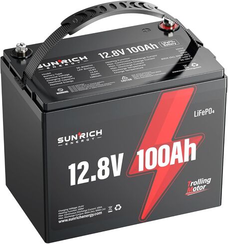 12V 100Ah LiFePO4 Battery for Trolling Motors, Bluetooth Monitoring, BCI Group 24, Self-Heating, Ideal for Marine, Boats, Fish Finders, Kayaks & RVs in Saudi Arabia
