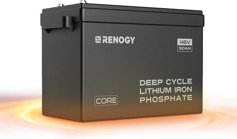 بطارية ليثيوم RENOGY REGO 48V 50Ah بطارية LiFePO4 ذاتية التسخين | نظام إدارة المباني المدمج، IP65، 6000 دورة | الحجم 15.1 × 7.6 × 9.8 بوصة، 51.4 رطلًا، طاقة دورة عميقة قابلة للتوسيع للمركبات الترفيهية والبحرية وخارج الشبكة in Kuwait