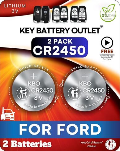Key Fob Battery for Ford & Lincoln (2-Pack) CR2450 – Explorer, Expedition, Fusion, Edge, Bronco, Ranger, Mustang – Remote Key Battery Replacement Kit in Saudi Arabia