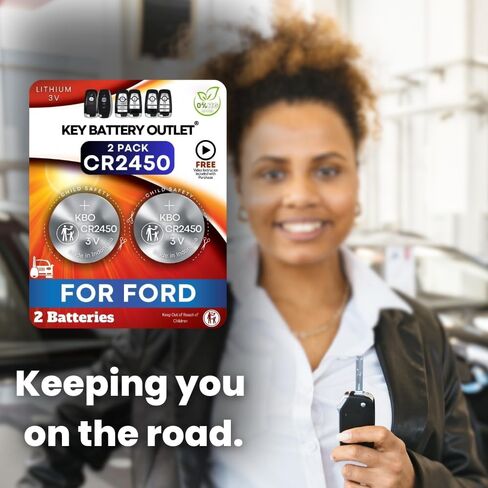 Key Fob Battery for Ford & Lincoln (2-Pack) CR2450 – Explorer, Expedition, Fusion, Edge, Bronco, Ranger, Mustang – Remote Key Battery Replacement Kit in Saudi Arabia