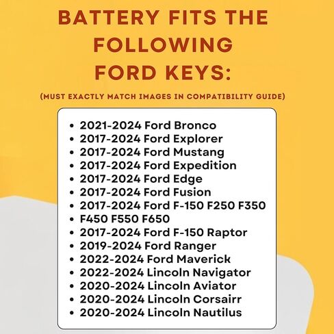 Key Fob Battery for Ford & Lincoln (2-Pack) CR2450 – Explorer, Expedition, Fusion, Edge, Bronco, Ranger, Mustang – Remote Key Battery Replacement Kit in Saudi Arabia