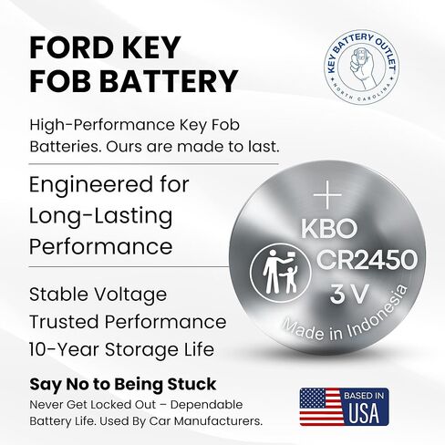 Key Fob Battery for Ford & Lincoln (2-Pack) CR2450 – Explorer, Expedition, Fusion, Edge, Bronco, Ranger, Mustang – Remote Key Battery Replacement Kit in Saudi Arabia