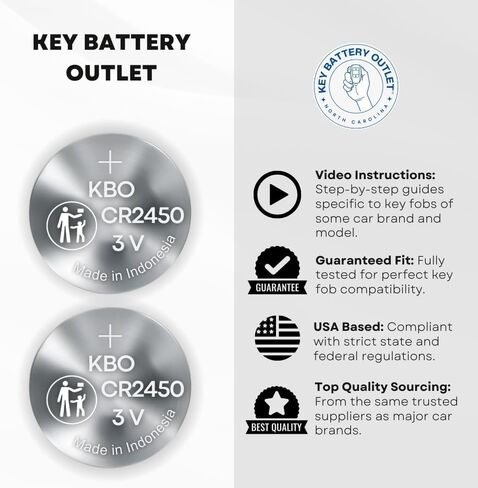 Key Fob Battery for Ford & Lincoln (2-Pack) CR2450 – Explorer, Expedition, Fusion, Edge, Bronco, Ranger, Mustang – Remote Key Battery Replacement Kit in Saudi Arabia