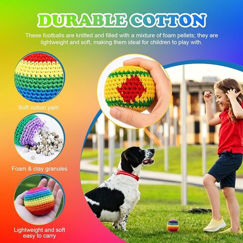 6Pcs Handmade Knitted Footbag, Colorful Crochet Footbag Sacks, 2026 Upgraded Footbags Knitted, Soft Pellet Filled Sack for Skill Training, Random Color and Style Sent in Saudi Arabia