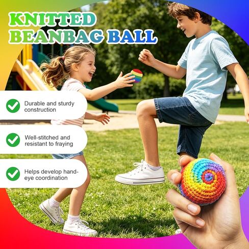 6Pcs Handmade Knitted Footbag, Colorful Crochet Footbag Sacks, 2026 Upgraded Footbags Knitted, Soft Pellet Filled Sack for Skill Training, Random Color and Style Sent in Saudi Arabia