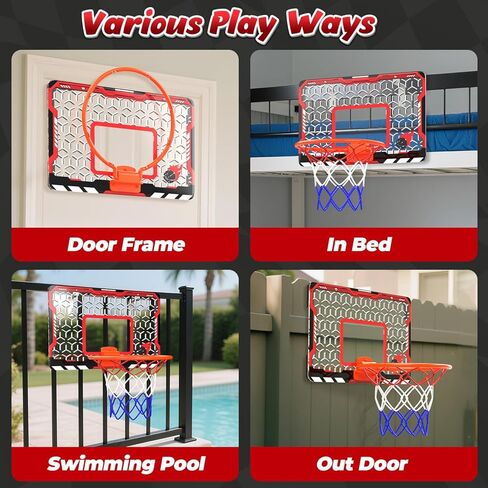 EagleStone Mini Basketball Hoop for Door & Wall, Foldable Rim with 3 Balls and Pump, Indoor Basketball Toy Game Set for Kids Adults, Bedroom Office Sports Gift in Saudi Arabia