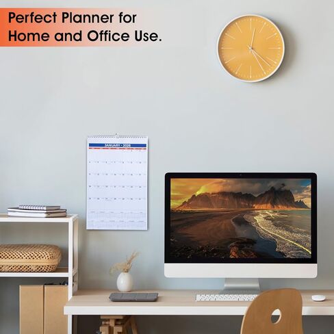 2026 Wall Calendar, Jan–Dec, Large 11" x 17" Hanging Planner, Twin‑Wire Bound, Big Daily Blocks, Holidays, Julian Dates, Sturdy Hanging Hook in Saudi Arabia