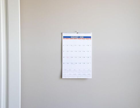 2026 Wall Calendar, Jan–Dec, Large 11" x 17" Hanging Planner, Twin‑Wire Bound, Big Daily Blocks, Holidays, Julian Dates, Sturdy Hanging Hook in Saudi Arabia