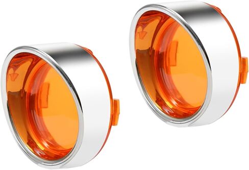 2Pcs Turn Signal Lens Cover 2" Bullet Visor-Style Chrome Bezels Compatible with Harley Davidson Road King Road Glide Street Glide Softail Custom Cruiser 2000-2024 (Yellow) in Saudi Arabia