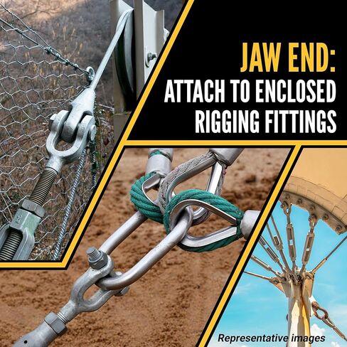 US Cargo Control 3/4 Inch x 6 Inch Jaw and Eye Galvanized Turnbuckle, Working Load Limit 5,200 Pounds, Uses: Tower, Suspension, Mining, Rigging, Tensioning in Kuwait