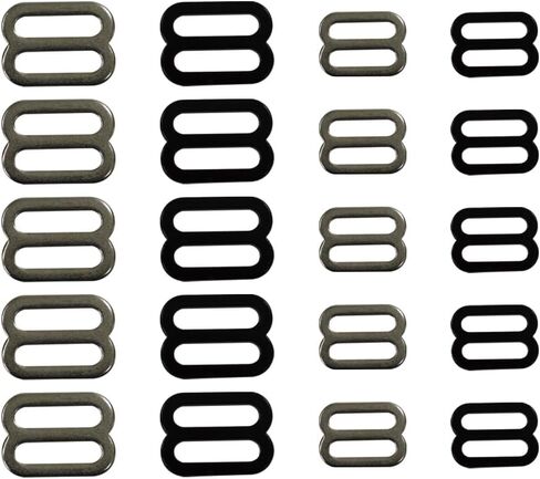 – 20 Pieces 1" & 3/4" Tri-Glide Slide Buckle Belt Adjusters - Black Matte & Bright Iron - Bags Backpack, DIY Accessories, Leathercraft Strap, Hardware Clasp in Saudi Arabia