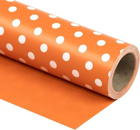 WRAPAHOLIC Reversible Wrapping Paper - Mini Roll - 17 Inch X 33 Feet - Pink and Polka Dot Design for Birthday, Holiday, Wedding, Baby Shower in Kuwait