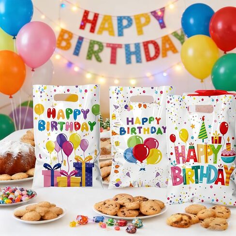 TESKEUP Party Favor Bags for Birthday Goodie Bags - Bulk Treat Gift Bags for Candy, Cookies, Snacks, Happy Birthday Party Supplies Classroom Treats, and Event Gifts (30 Pcs) in Saudi Arabia