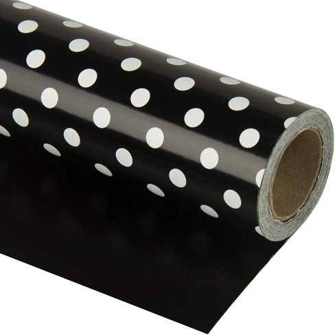 WRAPAHOLIC Reversible Wrapping Paper - Mini Roll - 17 Inch X 33 Feet - Pink and Polka Dot Design for Birthday, Holiday, Wedding, Baby Shower in Kuwait