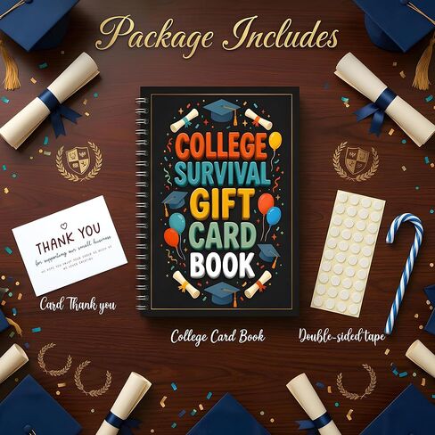 College Survival Gift Card Book, 7 x 5 Inch 20 Pages Giftcard Booklet Holders, 2026 College Survival Kit Gift Card Book, High School Graduation Gifts for Students Him Her Boys Girls Women in Saudi Arabia