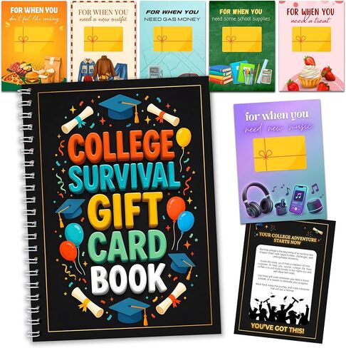 College Survival Gift Card Book, 7 x 5 Inch 20 Pages Giftcard Booklet Holders, 2026 College Survival Kit Gift Card Book, High School Graduation Gifts for Students Him Her Boys Girls Women in Saudi Arabia
