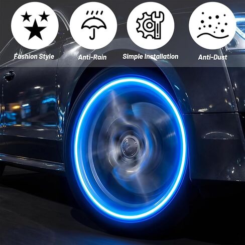 Tallew 40pcs Glow in the Dark Tire Valve Stem Caps, Universal Fluorescent Luminous Air Caps, Cool Corrosion Resistant Tire Pressure Covers, Universal Fit for Car, Truck, SUV, Motorcycle & Bike in Kuwait