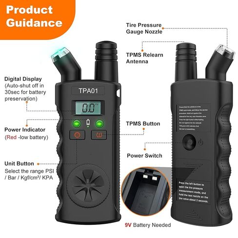 أداة إعادة تعلم نظام مراقبة ضغط الإطارات الرقمي (TPMS) 2 في 1، 4 نطاقات إعداد، وظيفة إيقاف التشغيل التلقائي، منتج بديل لـ in Kuwait